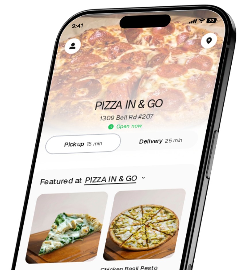 PIZZA IN & GO app preview