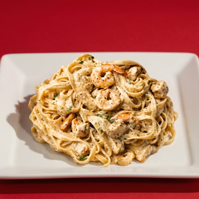 Chicken & Shrimp Alfredo.