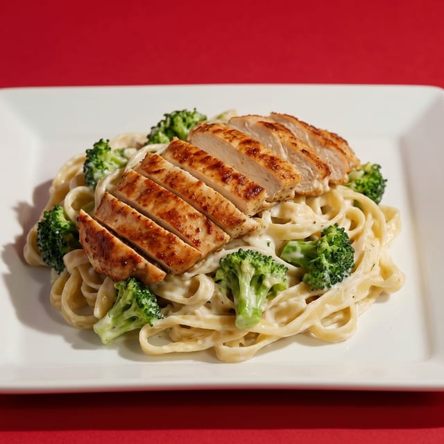 Chicken With Broccoli Alfredo.